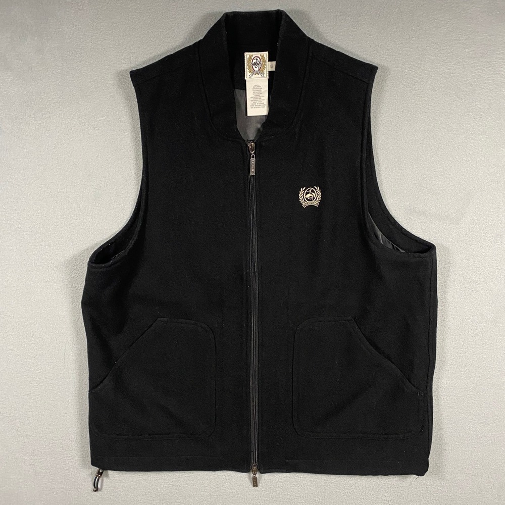Cinch Wool Blend Vest Mens Small Black Zip Up Western Logo MWV124001